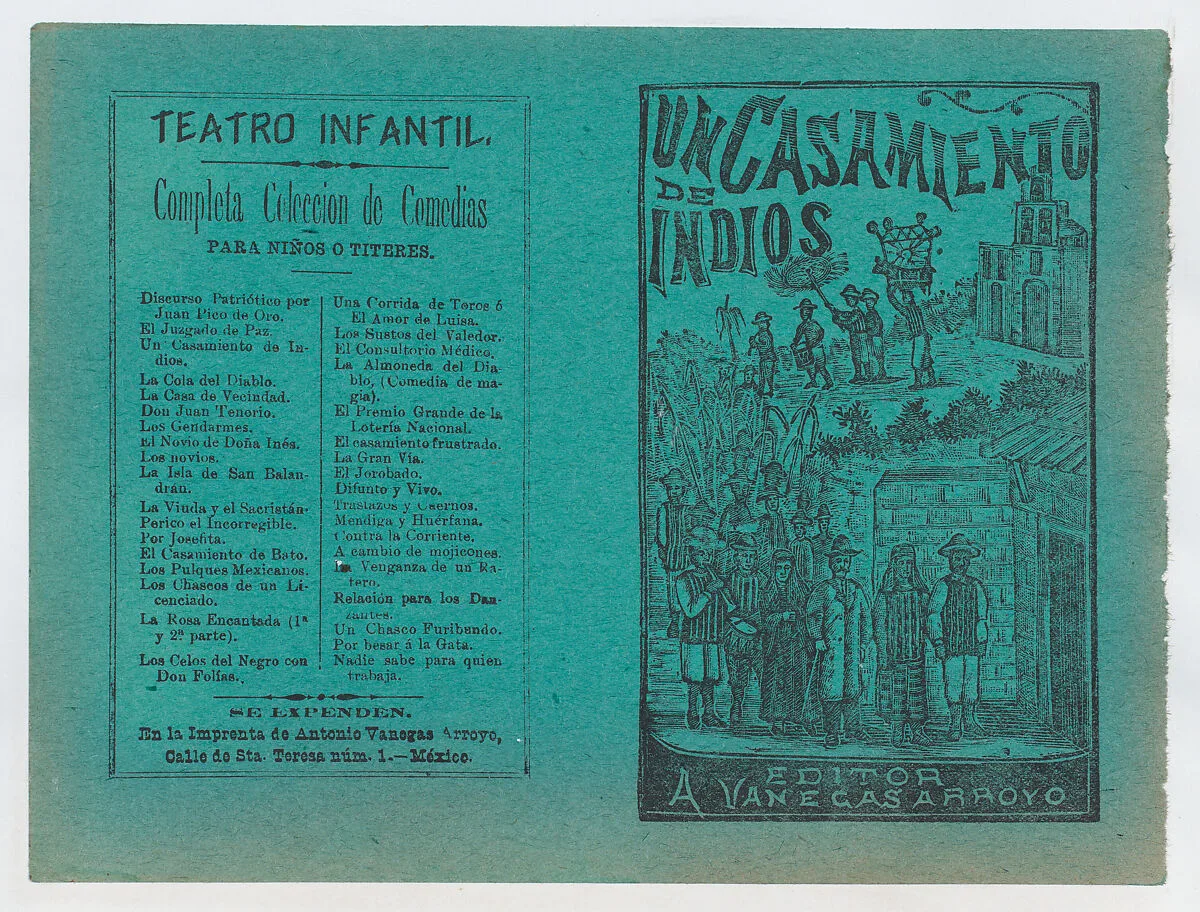Cover for 'Un Casamiento de Indios', a wedding procession following a bride and groom — José Guadalupe Posada|Antonio Vanegas Arroyo