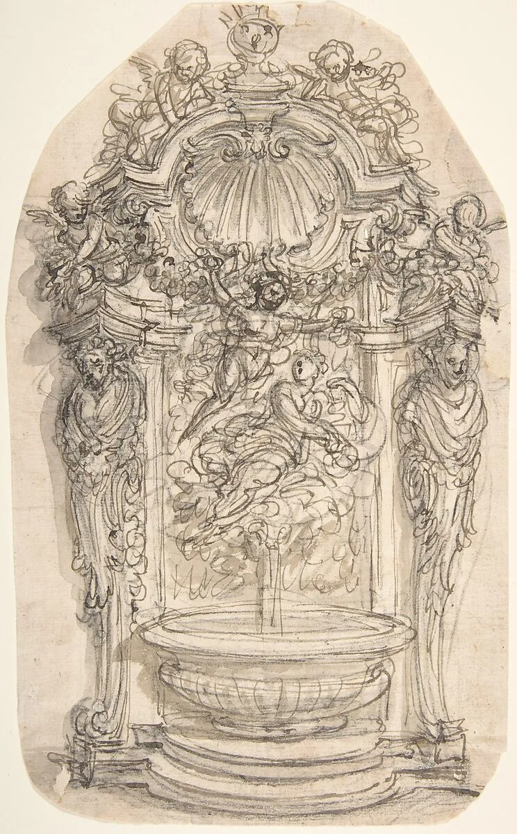 Design for a Fountain in a Niche flanked by Terms — Giovanni Battista Foggini