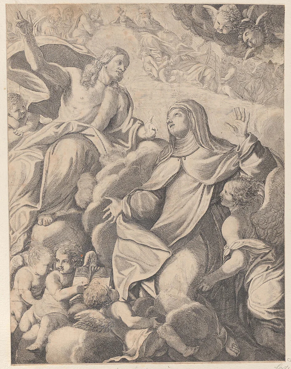Christ receiving the Virgin in heaven — Domenico Maria Canuti|Carlo Antonio Forti