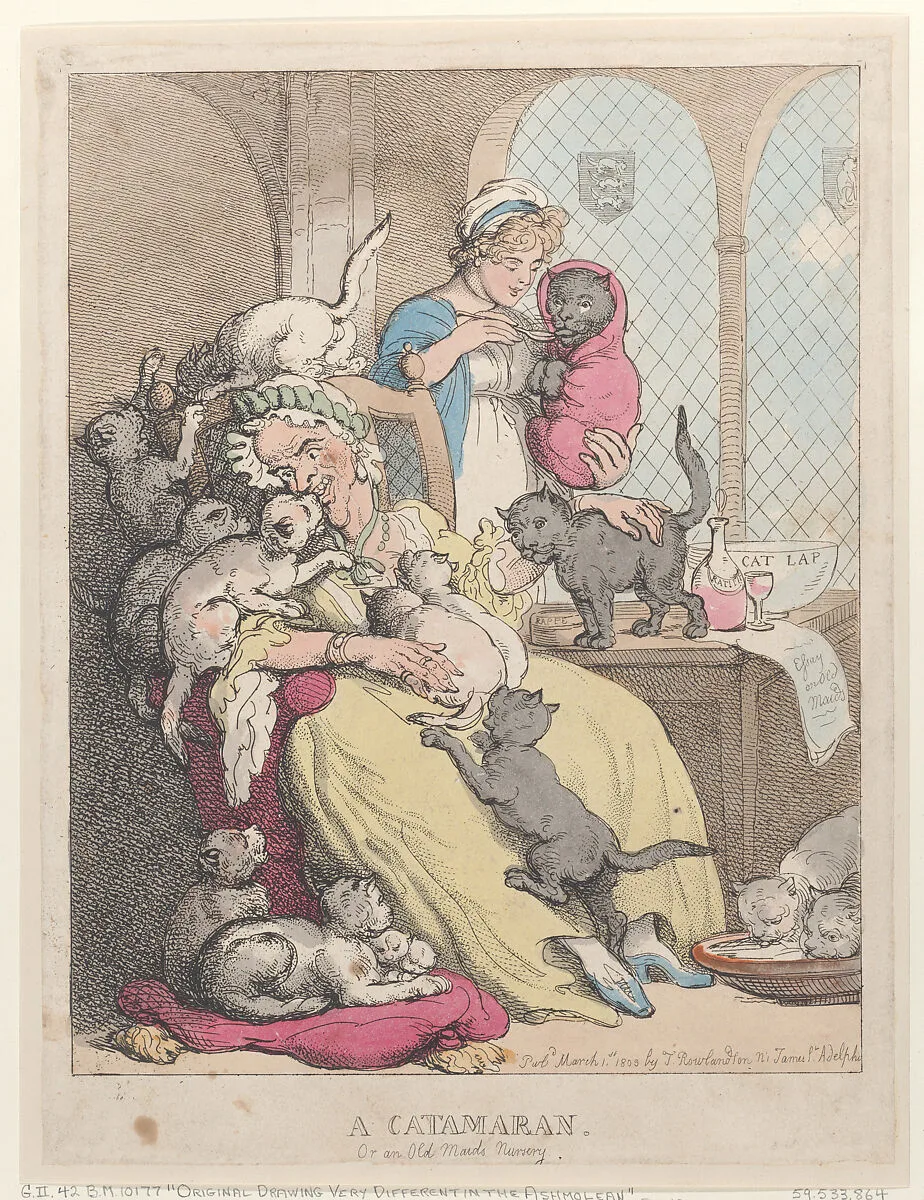 A Catamaran, or an Old Maid's Nursery — Thomas Rowlandson
