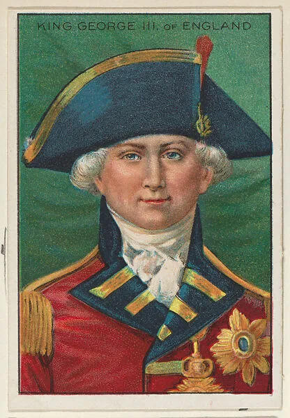 King George III of England, from the "Heroes of History" series (T68), issued with Miners Extra Smoking Tobacco, Natural Leaf Scrap, and Royal Bengals Little Cigars — Royal Bengals Little Cigars|George III, King of Great Britain and Ireland
