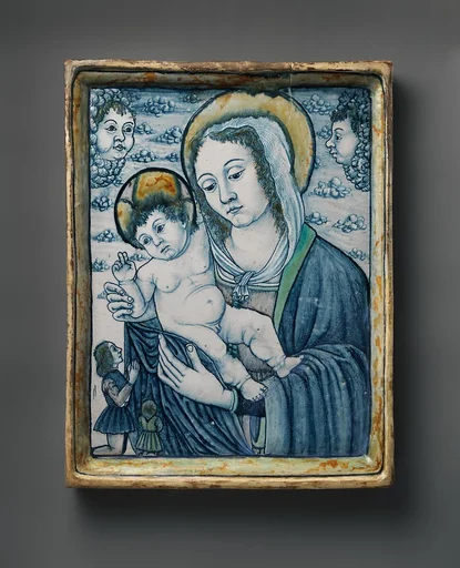 Devotional plaque with The Madonna and Child with Donors