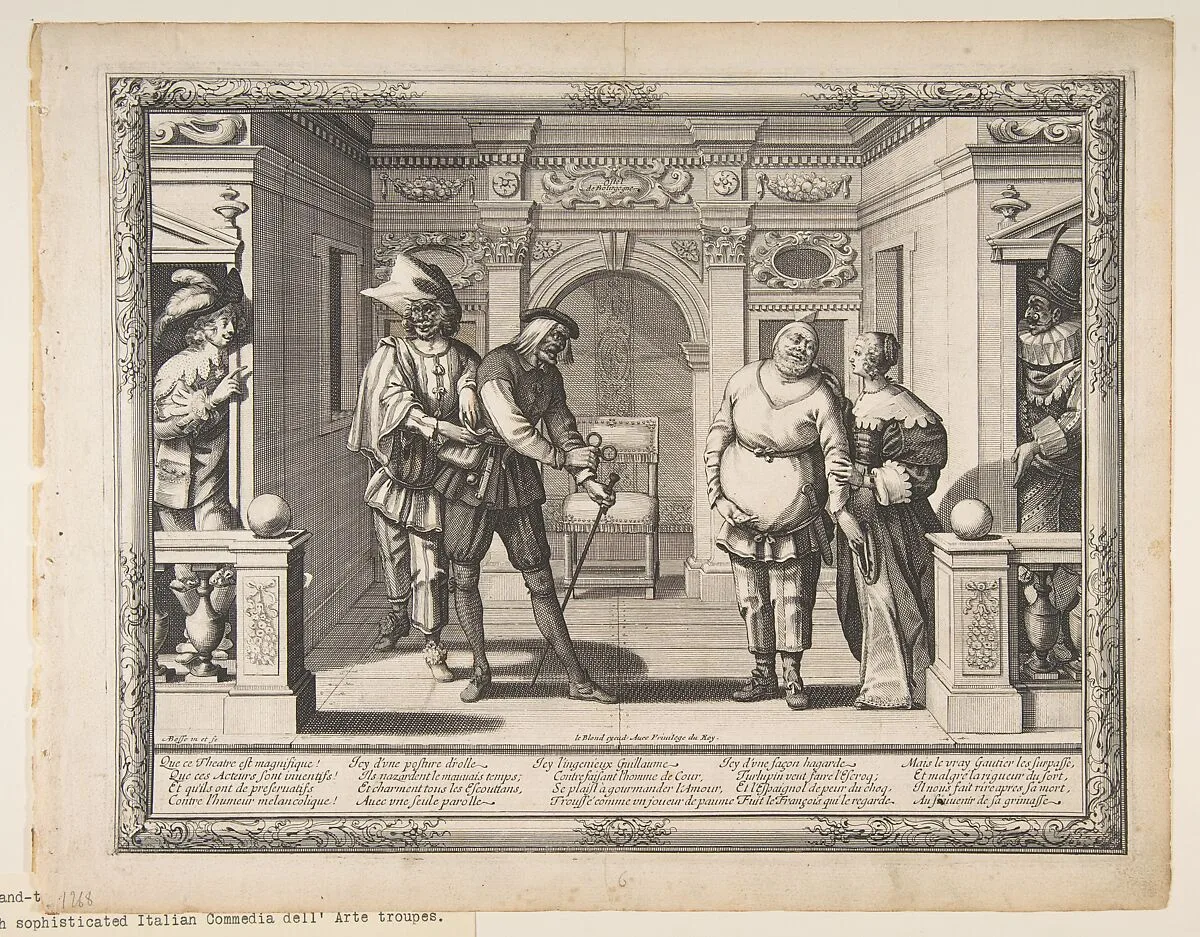 Actors at the Hotel de Bourgogne — Abraham Bosse|Jean I Leblond