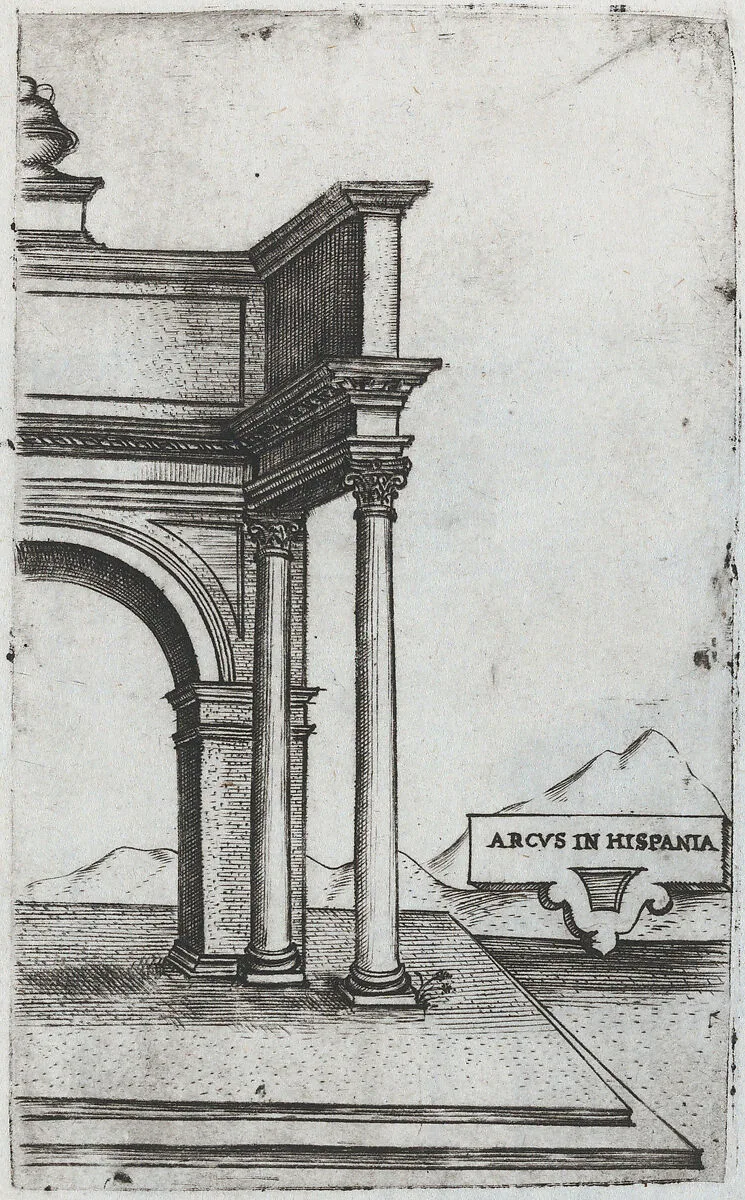 Pantheon Rome, from a Series of Prints depicting (reconstructed) Buildings from Roman Antiquity — Monogrammist G.A. & the Caltrop