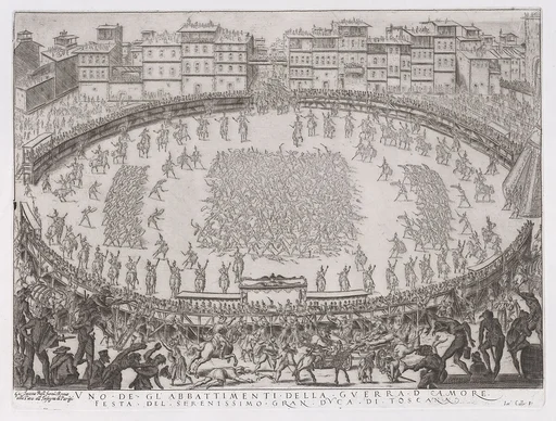 Reprint of Le Combat des Sections d'Infantrie (The Battle of the Sections of Infantry), from La Guerre d'Amour (Guerra d'Amore) (War of Love)