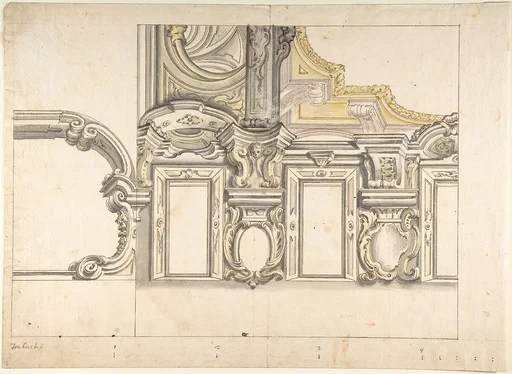 Design for an Attic Window and an Interior, with the Frame of the Ceiling Shown