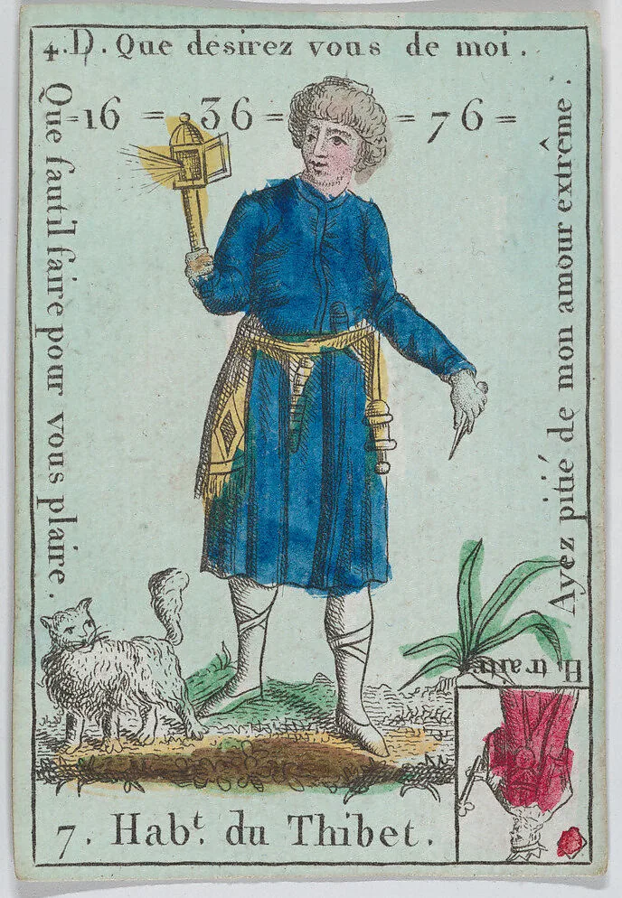 Hab.t du Thibet from playing cards "Jeu d'Or" — Anonymous, French, 18th century