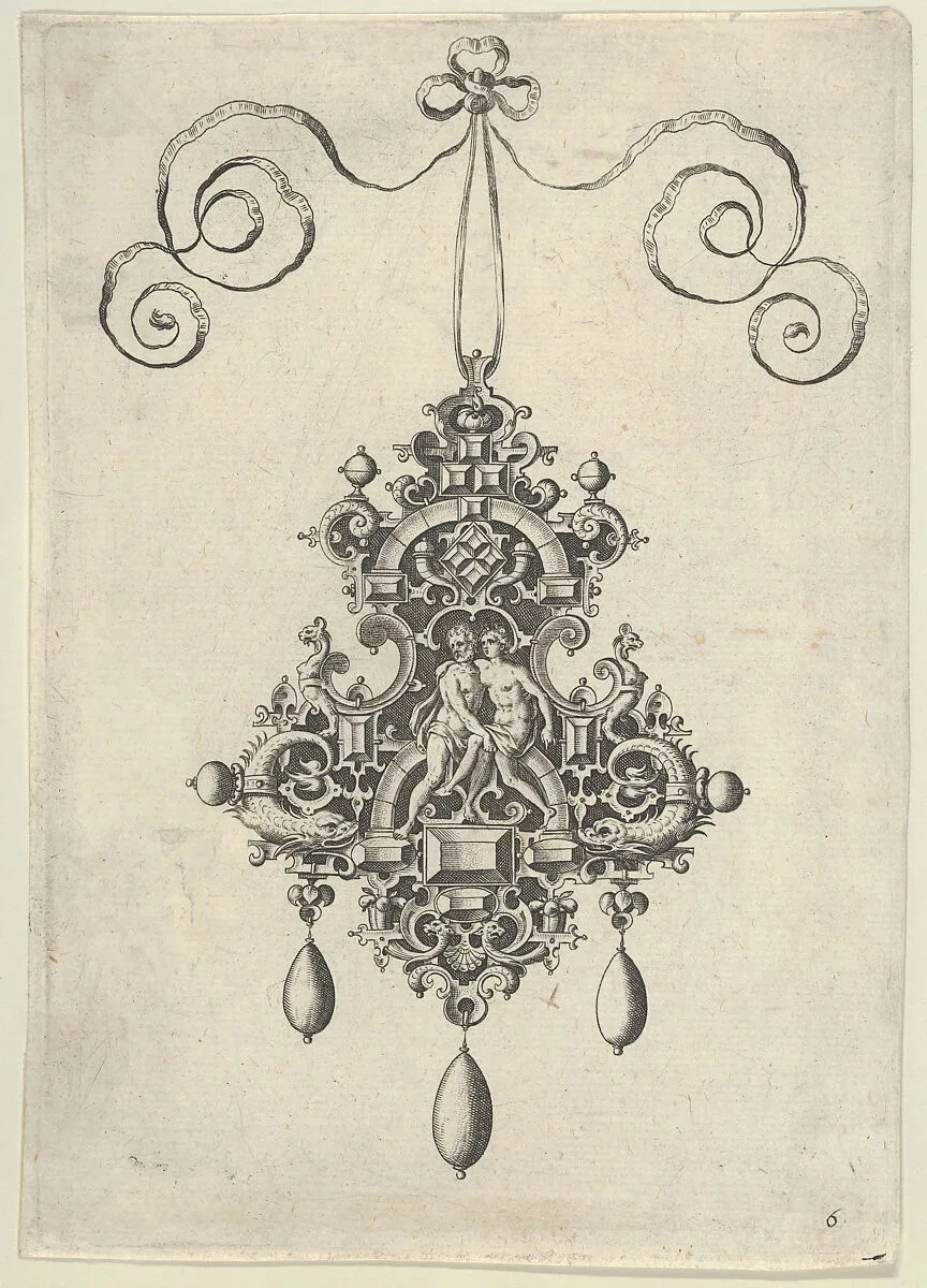Pendant Design with a Couple at Center — Jan Collaert I