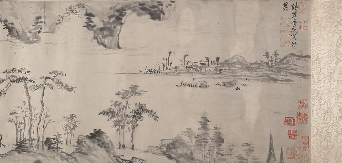 明 傳項元汴 秋江圖 卷|River Landscape — Xiang Yuanbian