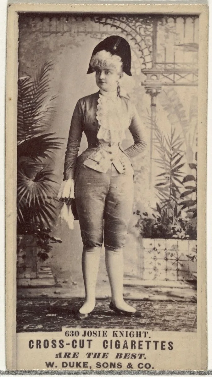 Card Number 630, Josie Knight, from the Actors and Actresses series (N145-3) issued by Duke Sons & Co. to promote Cross Cut Cigarettes — W. Duke, Sons & Co.