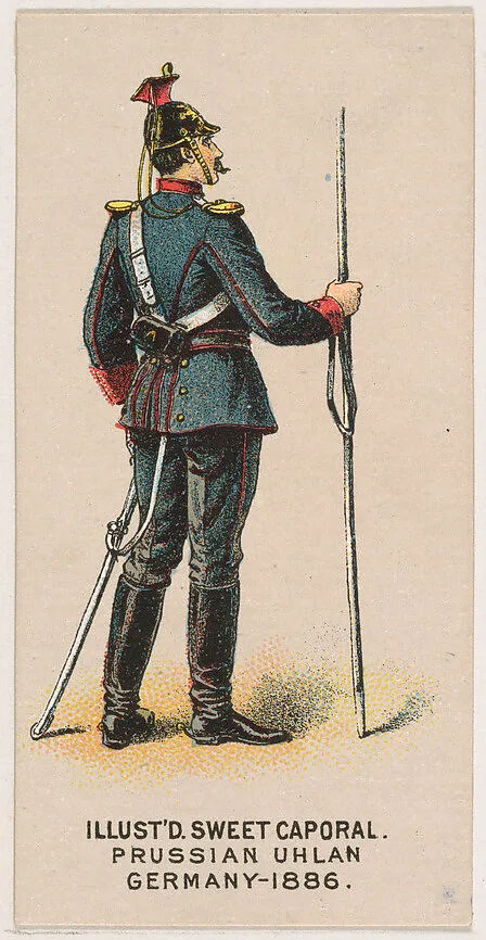 Prussian Uhlan, Germany, 1886, from the Military Series (N224) issued by Kinney Tobacco Company to promote Sweet Caporal Cigarettes — Kinney Brothers Tobacco Company