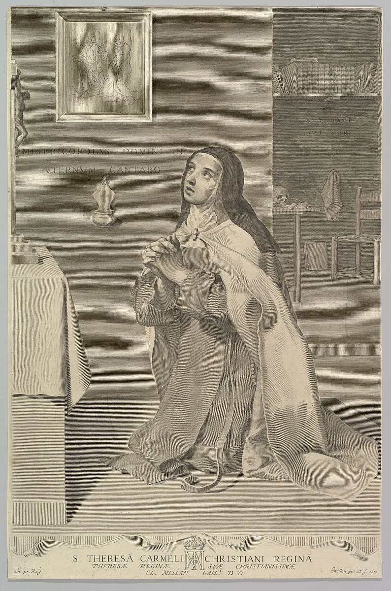 St. Theresa Kneeling in Prayer — Claude Mellan|Marie Thérèse of Austria, Queen of France