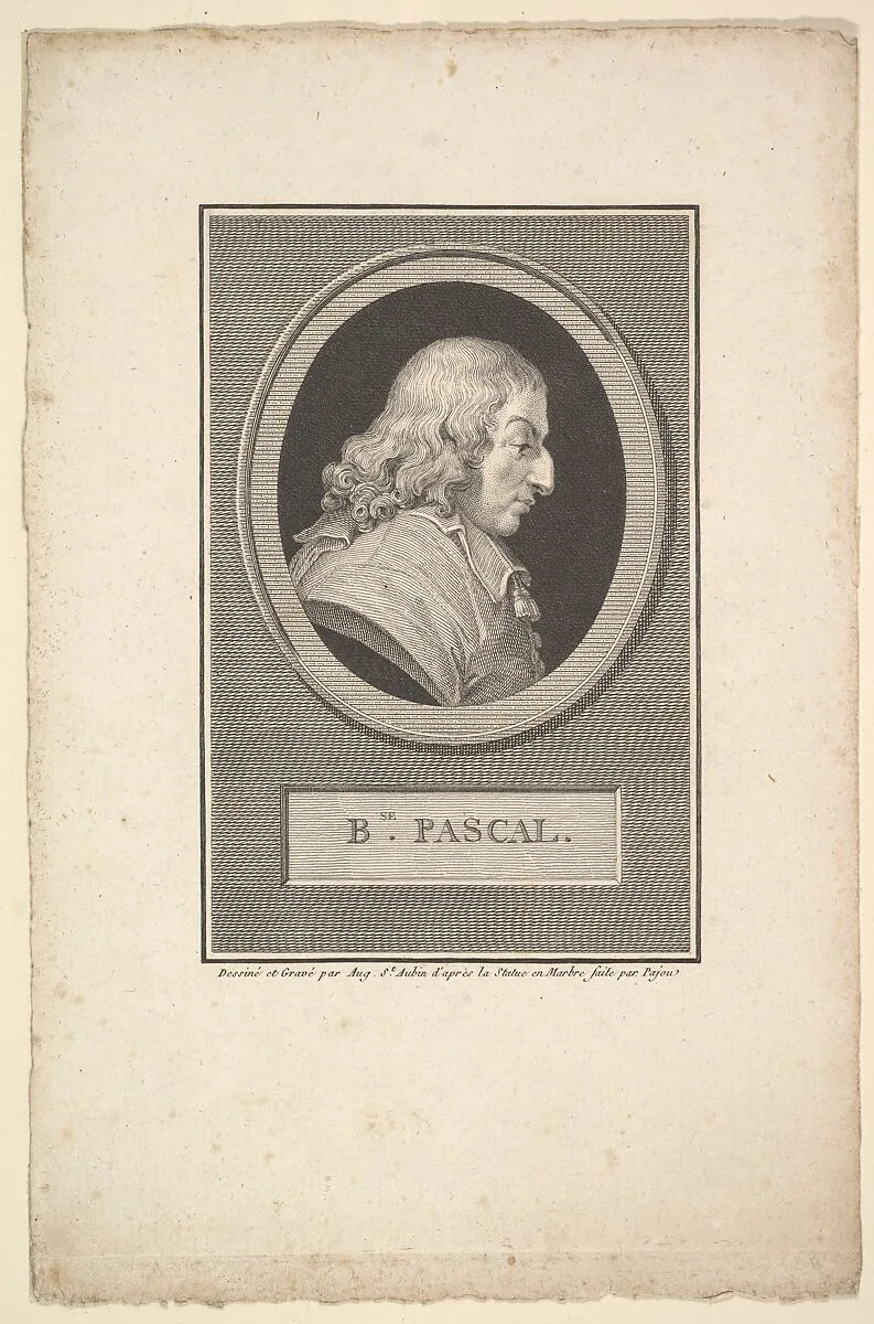 Portrait of Blaise Pascal — Augustin de Saint-Aubin|Augustin Pajou
