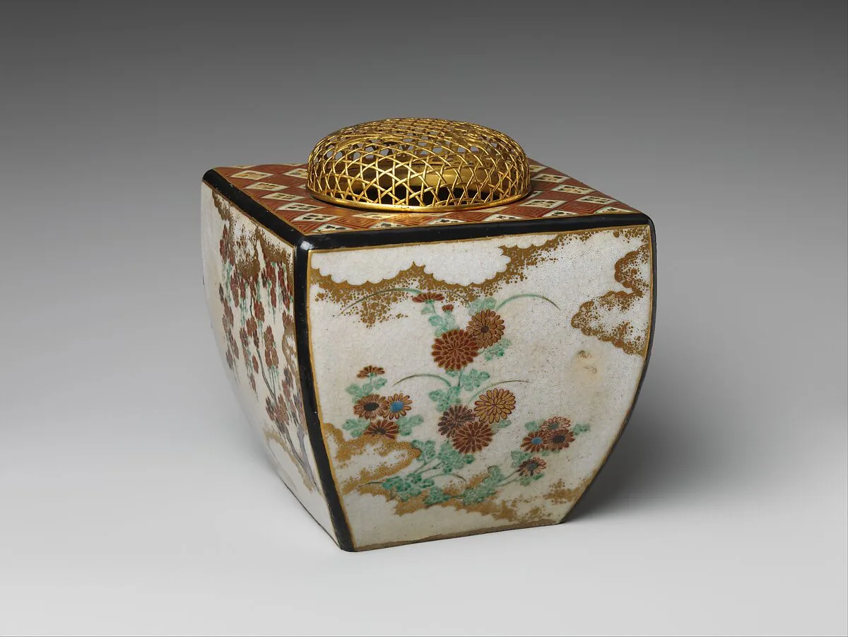 野々村仁清工房 四季花文香炉|Ninsei-style Incense Burner with Flowers of the Four Seasons — Nonomura Ninsei