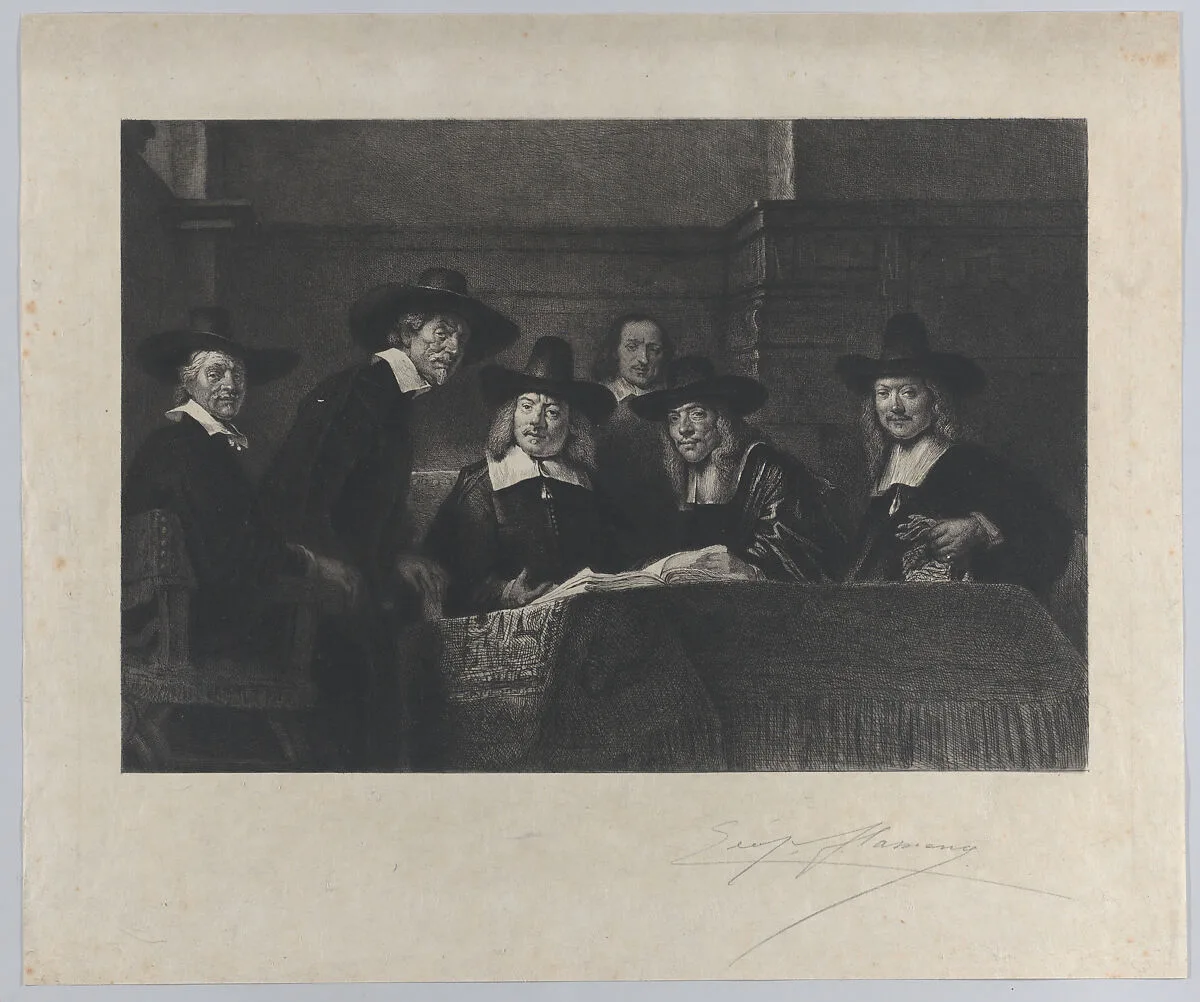 The Syndics — Rembrandt (Rembrandt van Rijn)|Léopold Flameng