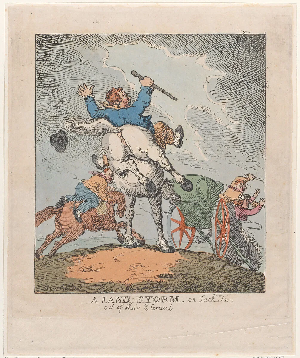 A Land Storm, or Jack Tars Out of Their Element — Rudolph Ackermann, London|Lewis Engelbach|Thomas Rowlandson