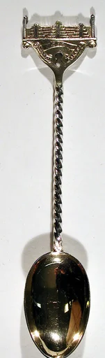 Souvenir spoon with finial in form of the Crystal Palace, Hyde Park, London