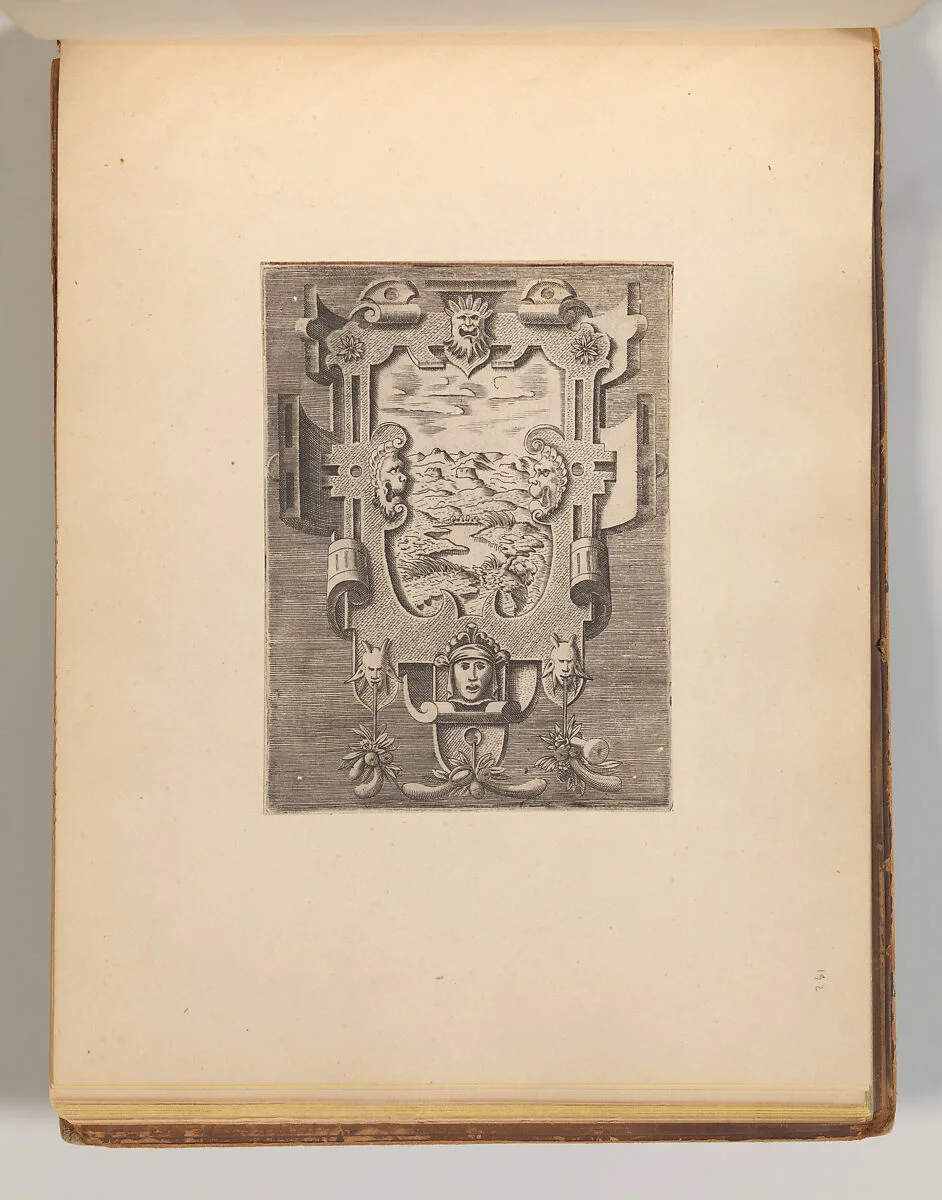 Series of Cartouches in: Targhe ed altri ornati di varie e capricciose invenzioni (Cartouches and other ornaments of various and capricious invention, page 40) — Cornelis Bos