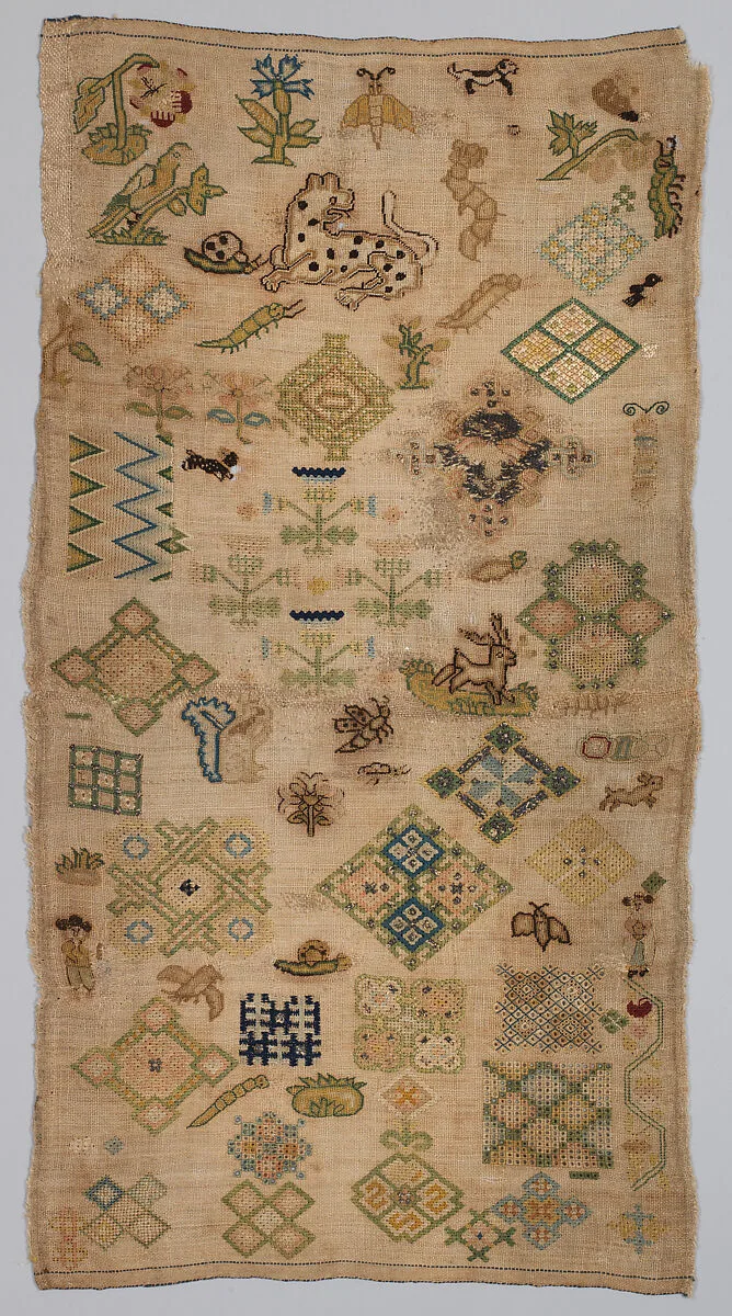 Embroidered spot sampler — Unknown