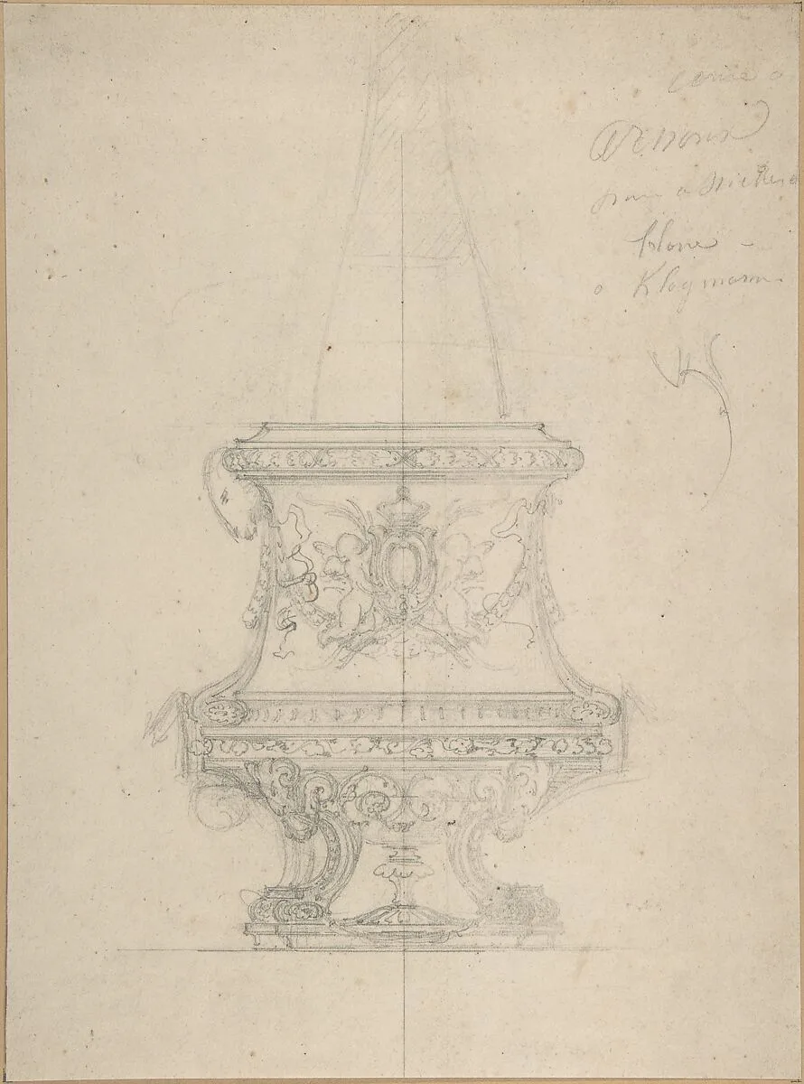 Design for a Vase with Rams' Heads in Renaissance Style — Anonymous, French, 19th century