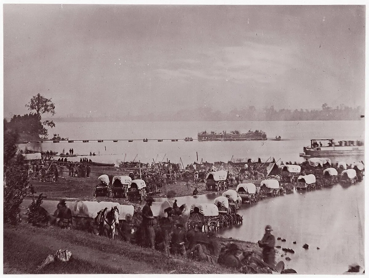 Wagon Train at Port Royal, Rappahannock River — Andrew Joseph Russell|Mathew B. Brady