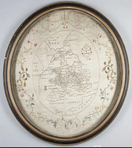 Embroidered map sampler