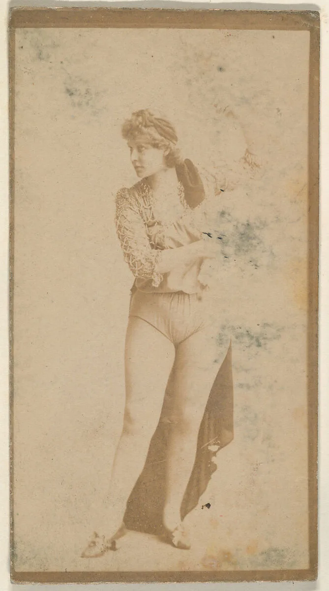 Actress standing with foot extended, from the Actresses series (N668) — Unknown