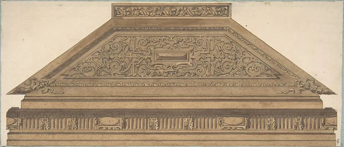 Design for Carved Wood Paneling and Molding Featuring Strapwork — Jules-Edmond-Charles Lachaise|Eugène-Pierre Gourdet