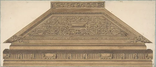 Design for Carved Wood Paneling and Molding Featuring Strapwork