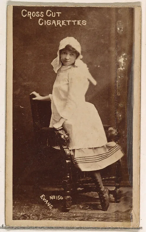 Card Number 150, Evans, from the Actors and Actresses series (N145-1) issued by Duke Sons & Co. to promote Cross Cut Cigarettes — W. Duke, Sons & Co.