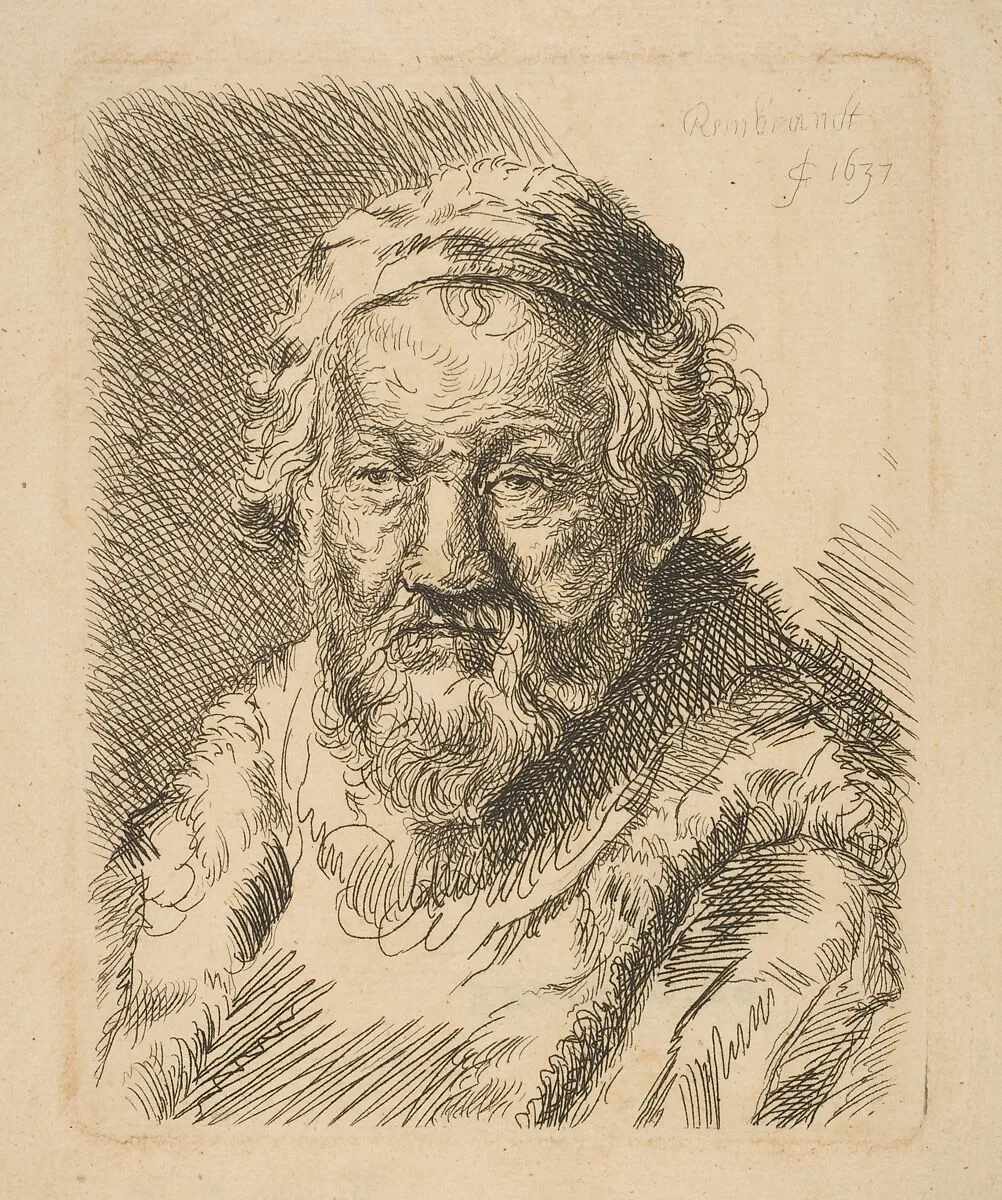 Bust of an Old Man in a Coat and Fur Collar (copy) — Rembrandt (Rembrandt van Rijn)