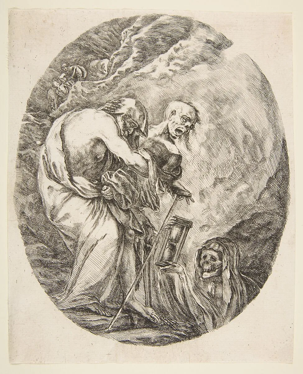 Death Dragging an Old Man to His Tomb — Stefano della Bella
