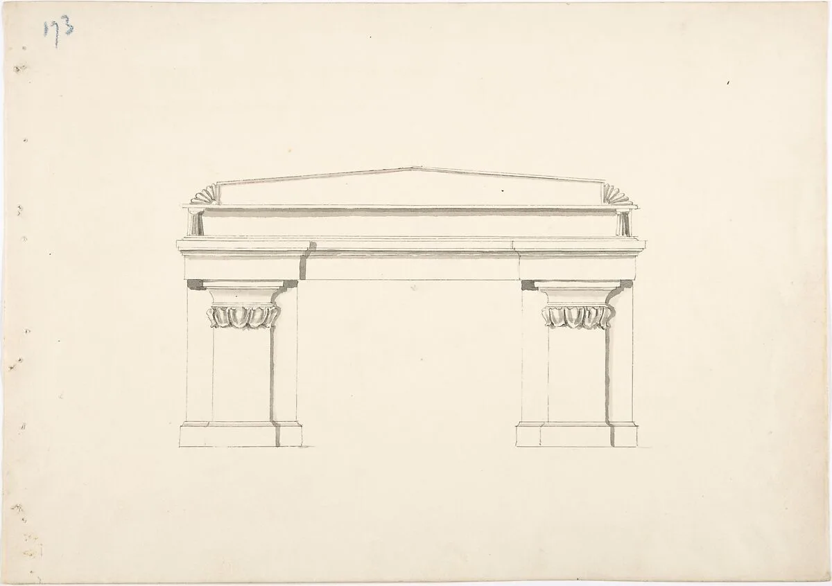 Design for a Desk with Classical Ornament — Anonymous, British, 19th century