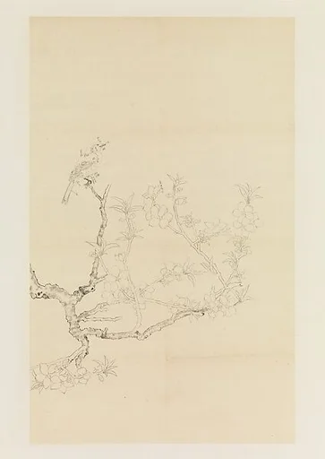 現代 謝稚柳 桃花鳴禽圖 軸|Bird Chattering on a Blossoming Peach