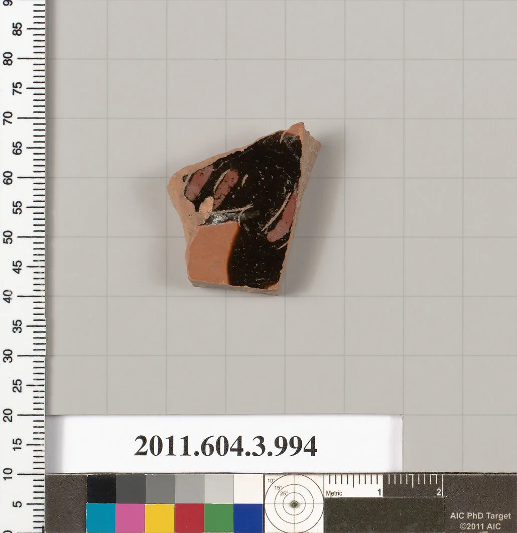 Terracotta fragment of a lekanis lid (covered dish) — Unknown