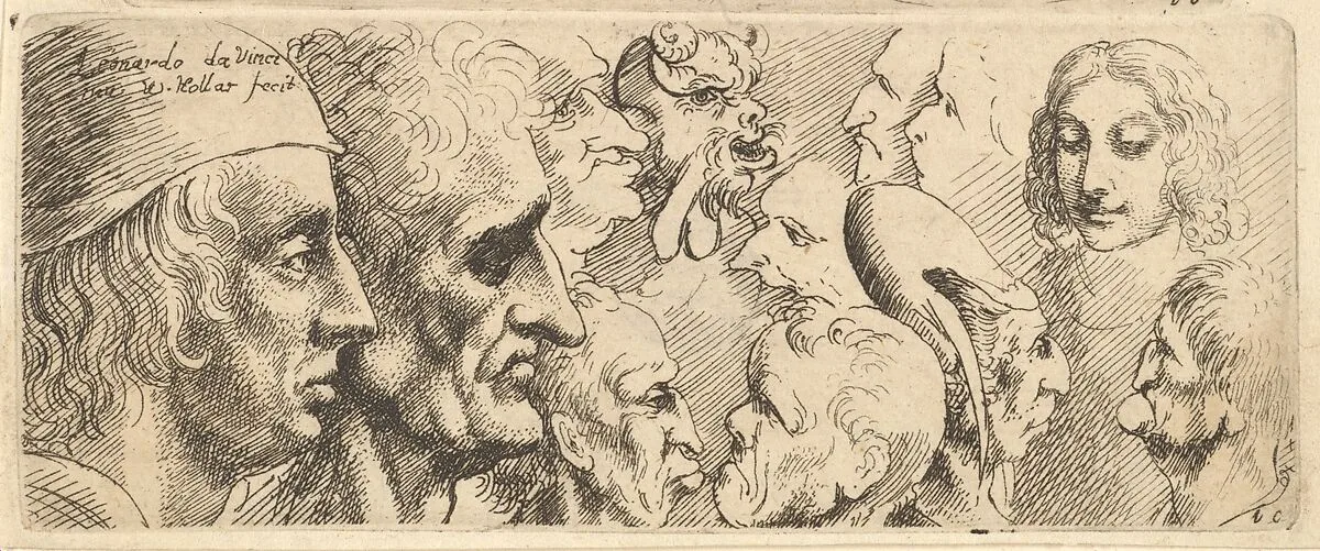 A variety of heads — Leonardo da Vinci|Wenceslaus Hollar