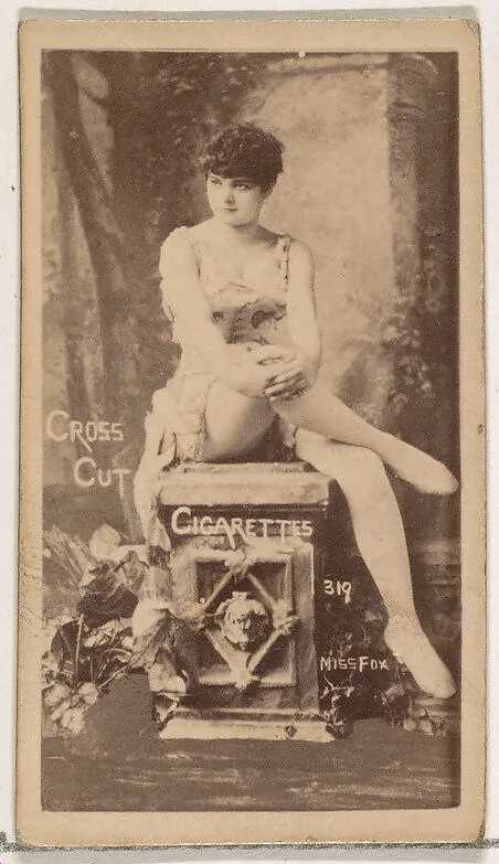 Card Number 319, Miss Fox, from the Actors and Actresses series (N145-1) issued by Duke Sons & Co. to promote Cross Cut Cigarettes — W. Duke, Sons & Co.
