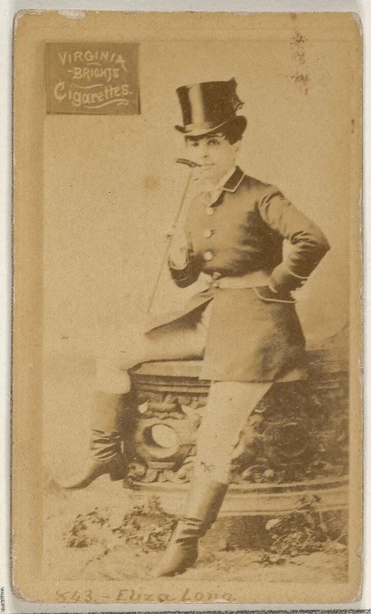 Card 843, Eliza Long, from the Actors and Actresses series (N45, Type 2) for Virginia Brights Cigarettes — Allen & Ginter
