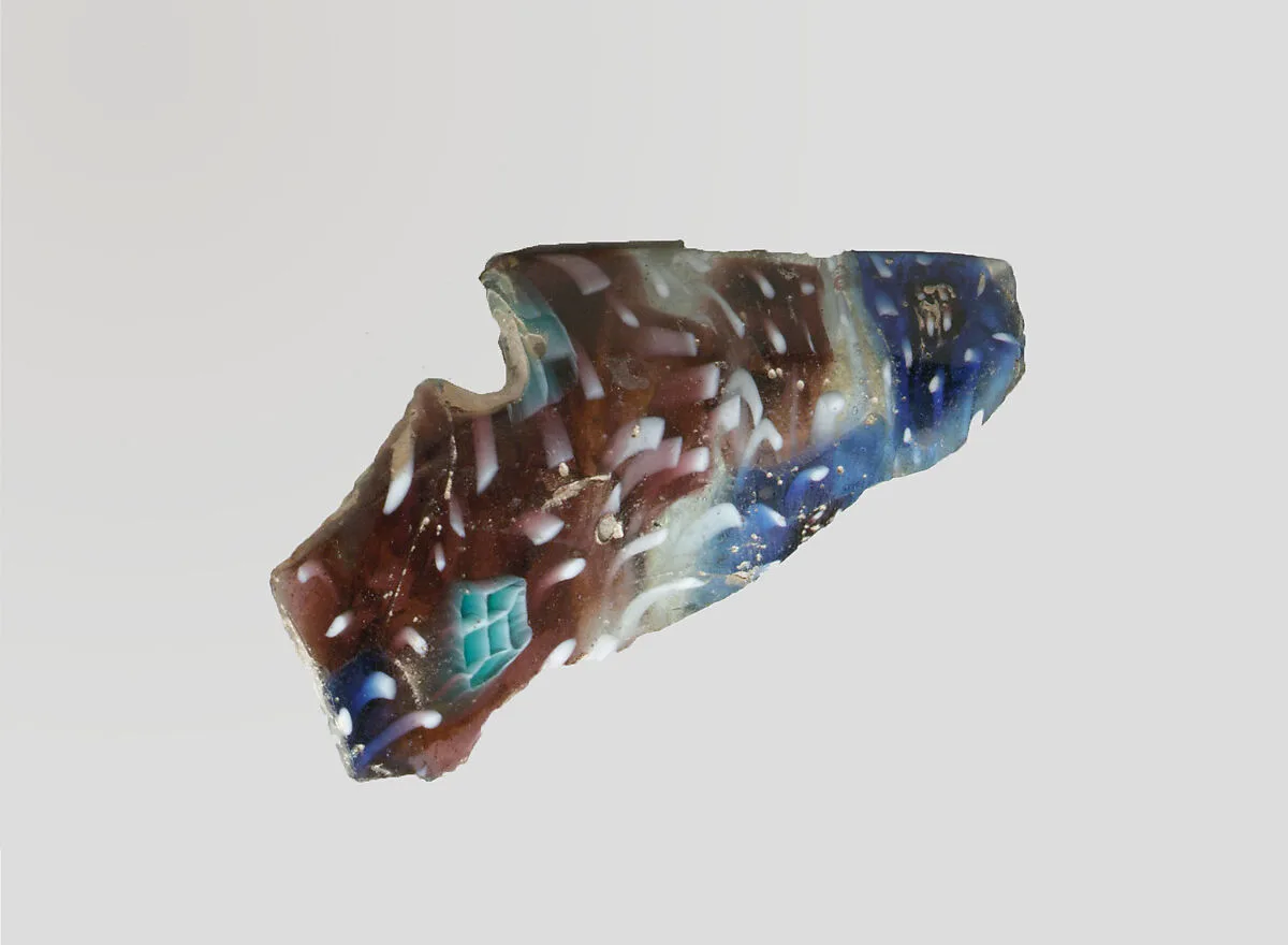 Glass mosaic ribbed bowl fragment — Unknown