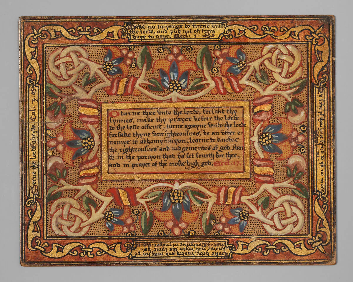 Trencher with quotation from The Governance of Virtue (1566) (one of a set) — Unknown