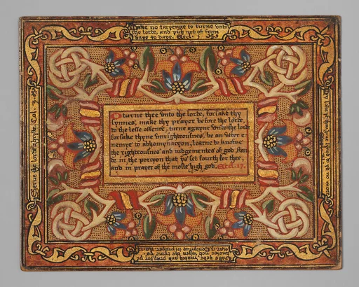 Trencher with quotation from The Governance of Virtue (1566) (one of a set)