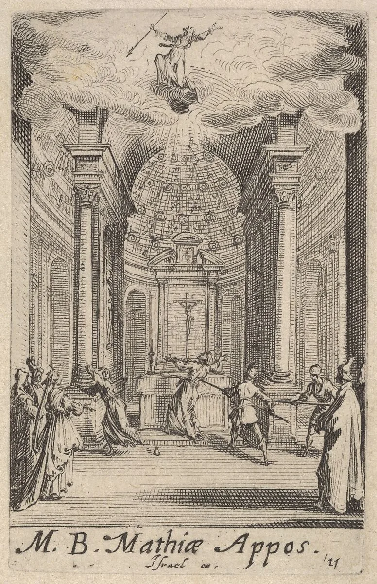 Martyrdom of Saint Matthias, from the series 'The little apostles' (Les petits apôtres) — Jacques Callot|Israël Henriet