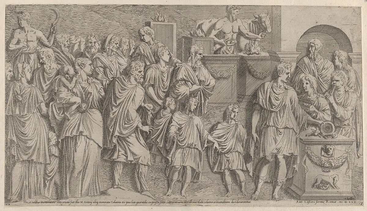 A Sacrifice, copied from a relief on Trajans Column — Léon Davent|Antonio Lafreri|Francesco Primaticcio