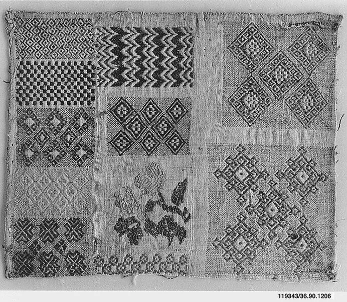 Embroidered darning sampler — Unknown