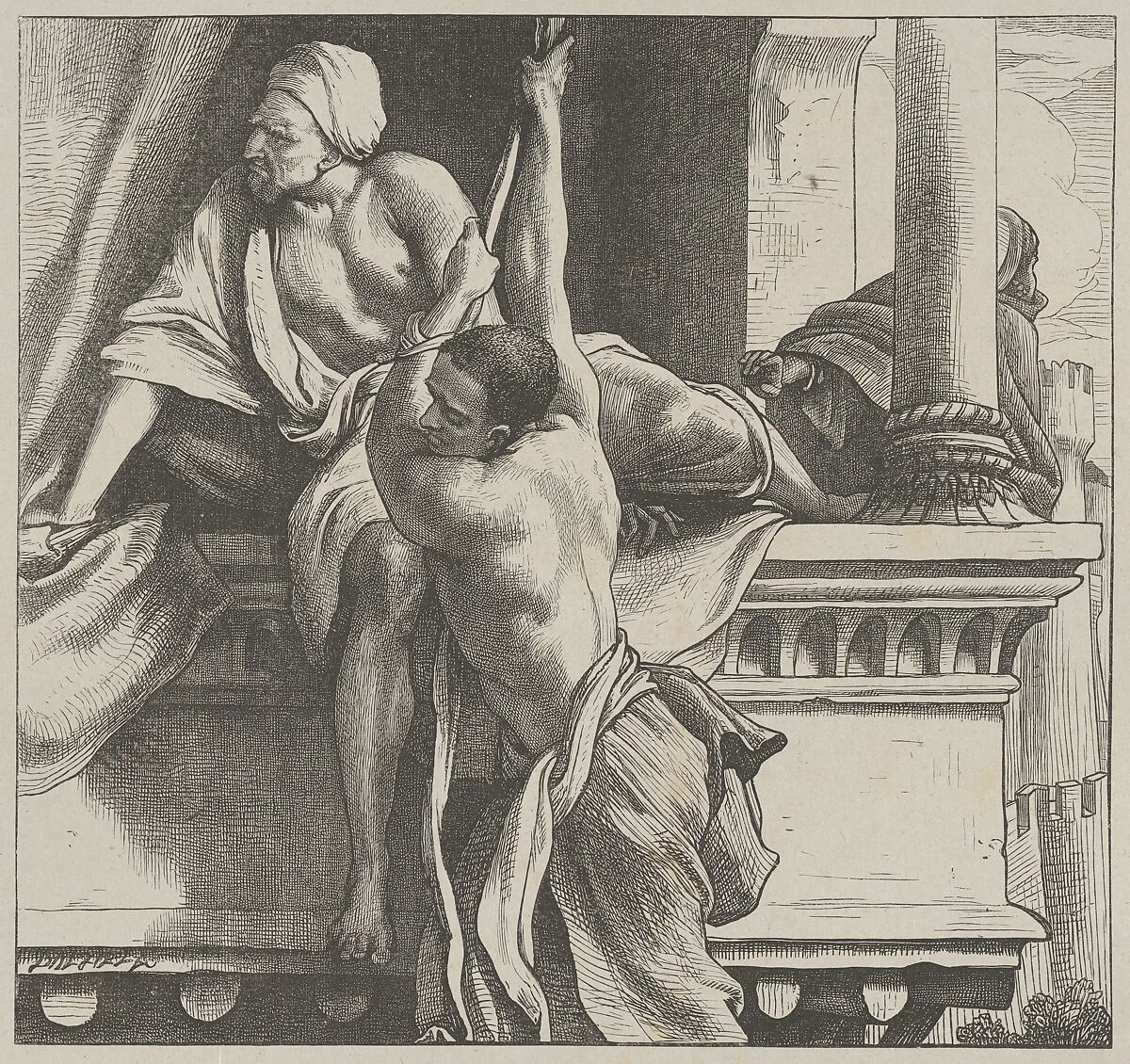 The Spies Escape, from "Dalziels' Bible Gallery" — Camden Press|Scribner and Welford|Dalziel Brothers|Frederic, Lord Leighton