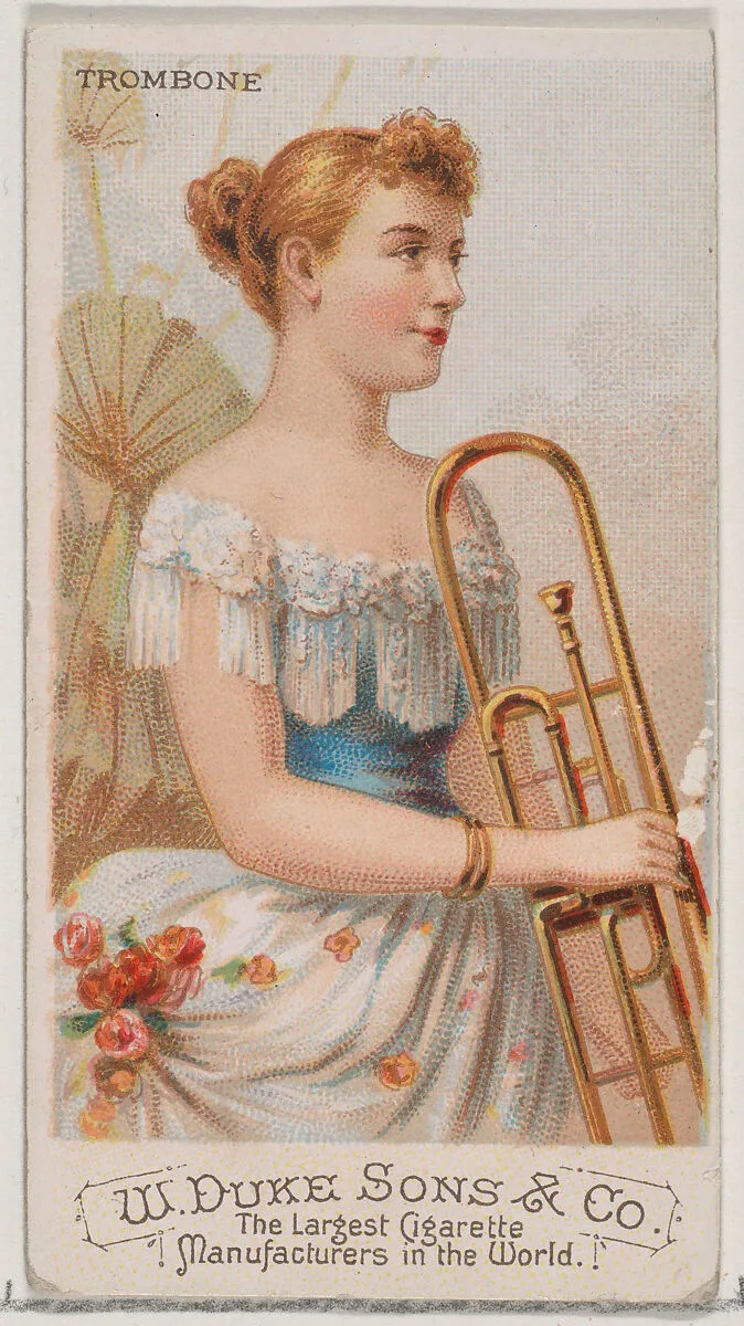 Trombone, from the Musical Instruments series (N82) for Duke brand cigarettes — W. Duke, Sons & Co.|Schumacher & Ettlinger