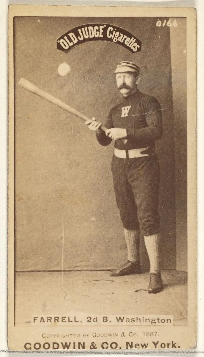 John A. "Jack" Farrell, 2nd Base, Washington Nationals, from the Old Judge series (N172) for Old Judge Cigarettes — Goodwin & Company