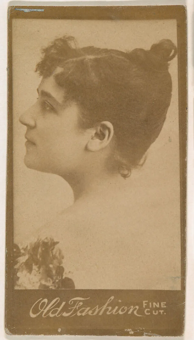 Portrait of actress in profile, from the Actresses series (N664) promoting Old Fashion Fine Cut Tobacco — Unknown