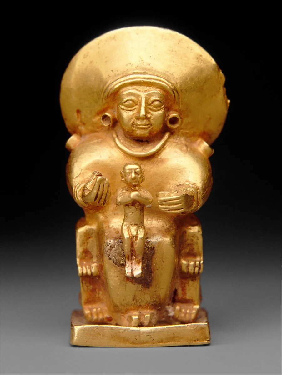 Seated goddess with a child — Unknown
