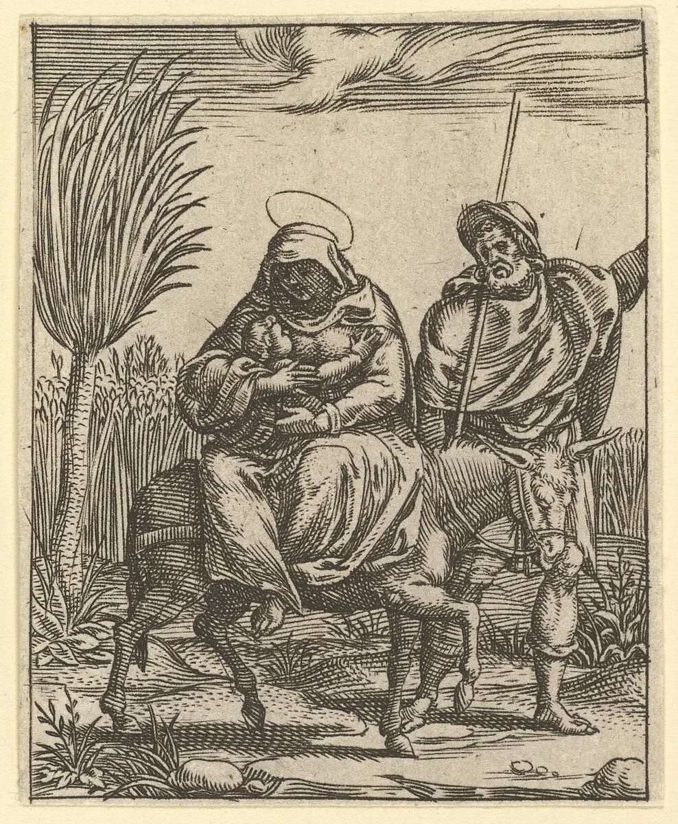 The Virgin of Sorrows: The Flight into Egypt; one of nine surrounding compartments from the Virgin of Sorrows, now separated — Giorgio Ghisi